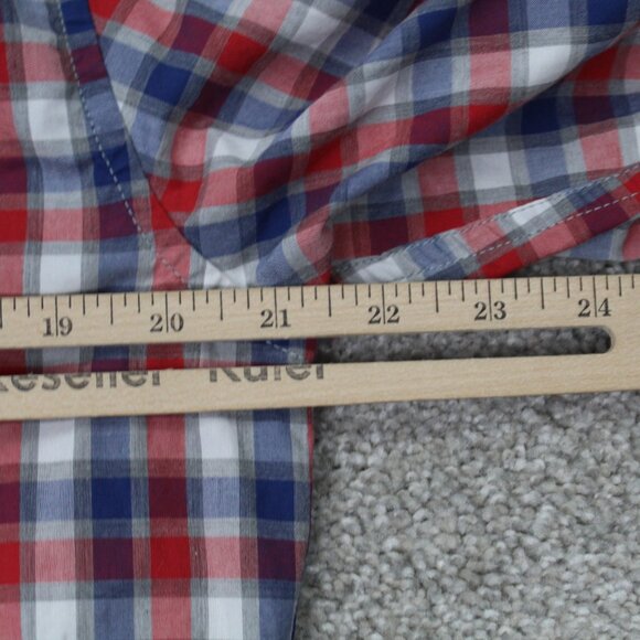 Banana Republic Camden Fit Shirt Mens Medium Red/Blue Custom 078 Wash L/S Cotton - Picture 10 of 11